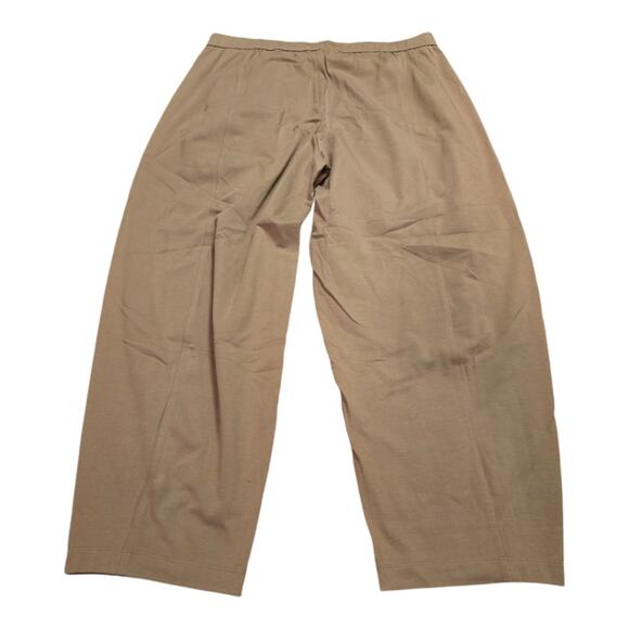 Eileen Fisher Beige Super Soft Organic Cotton Stretchy Cropped Pants Size Large - Picture 2 of 10